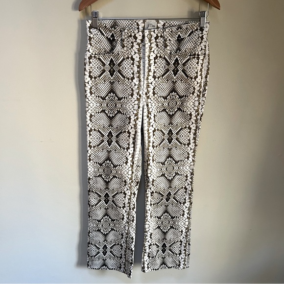 J Crew ~new ~Kickout Crop High Rise Pants in Green Snakeskin size 28 - Picture 3 of 16